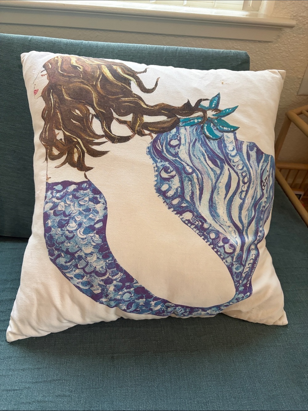 Mermaid throw pillow decor